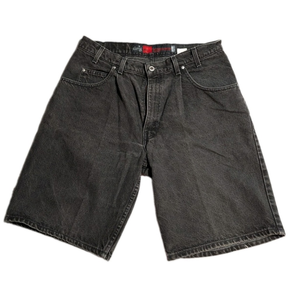 Vintage Y2K 90s Levis SilverTab Loose Shorts Mens 36 Black Denim Baggy USA Made